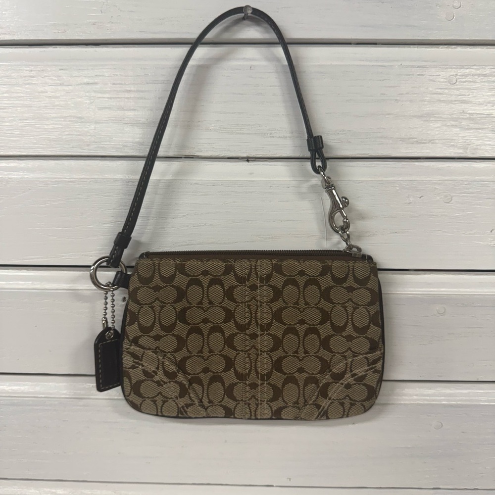 Coach | Tan and Brown Signature Wristlet